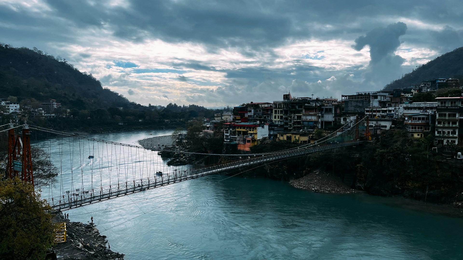 Laxman Jhula suspension bridge over River Ganga Rishikesh Uttarakhand spiritual tour